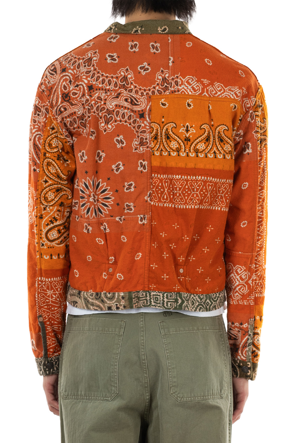 Kapital - Flannel Reversible Bandana 1st JKT - Khaki x Orange