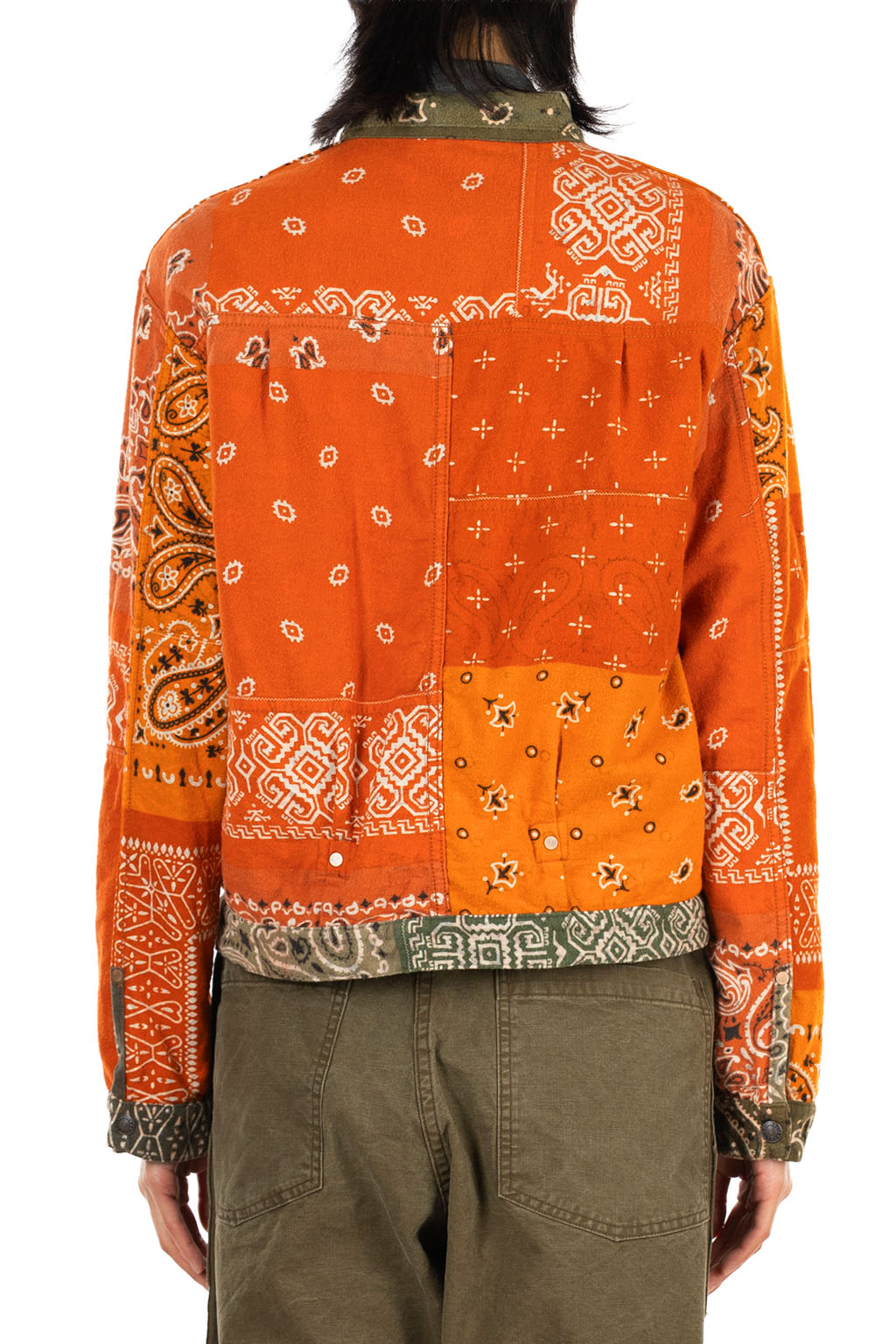 Kapital - Flannel Reversible Bandana 1st JKT - Khaki x Orange