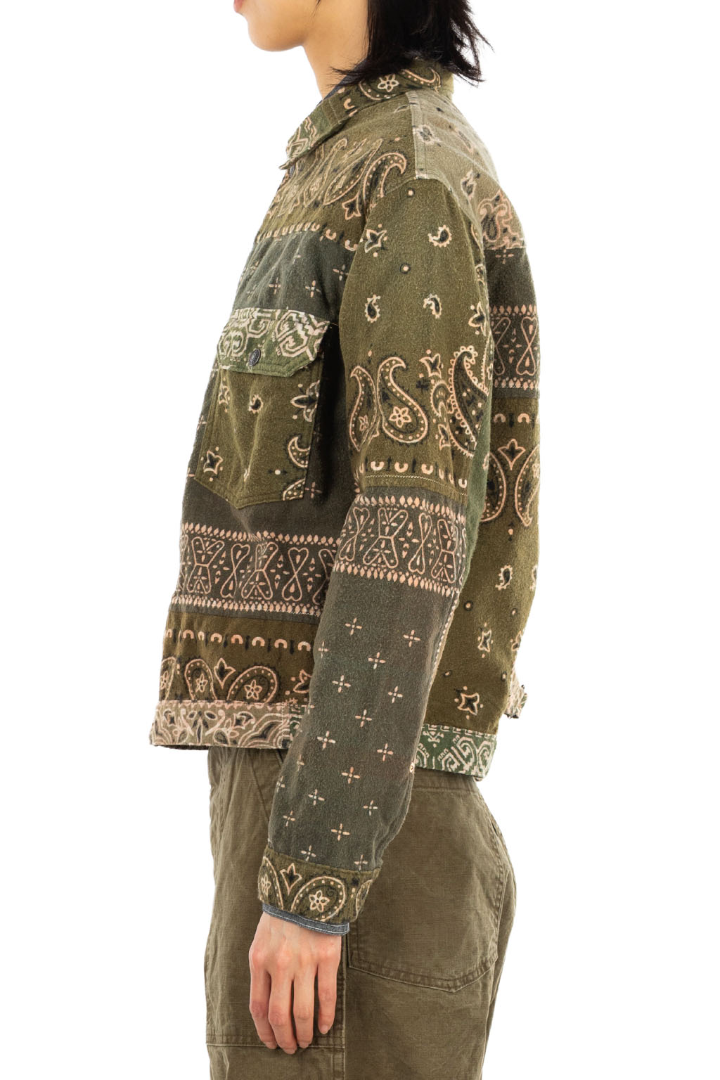 Kapital - Flannel Reversible Bandana 1st JKT - Khaki x Orange
