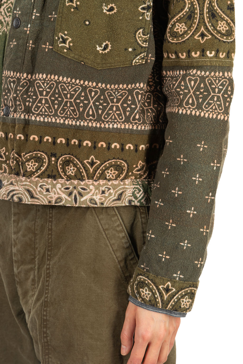 Kapital - Flannel Reversible Bandana 1st JKT - Khaki x Orange