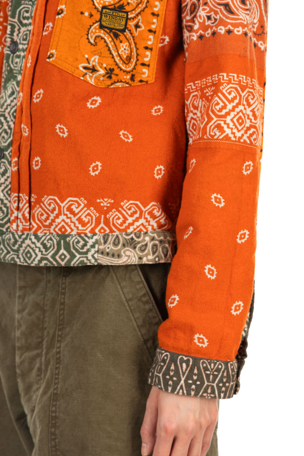 Kapital - Flannel Reversible Bandana 1st JKT - Khaki x Orange