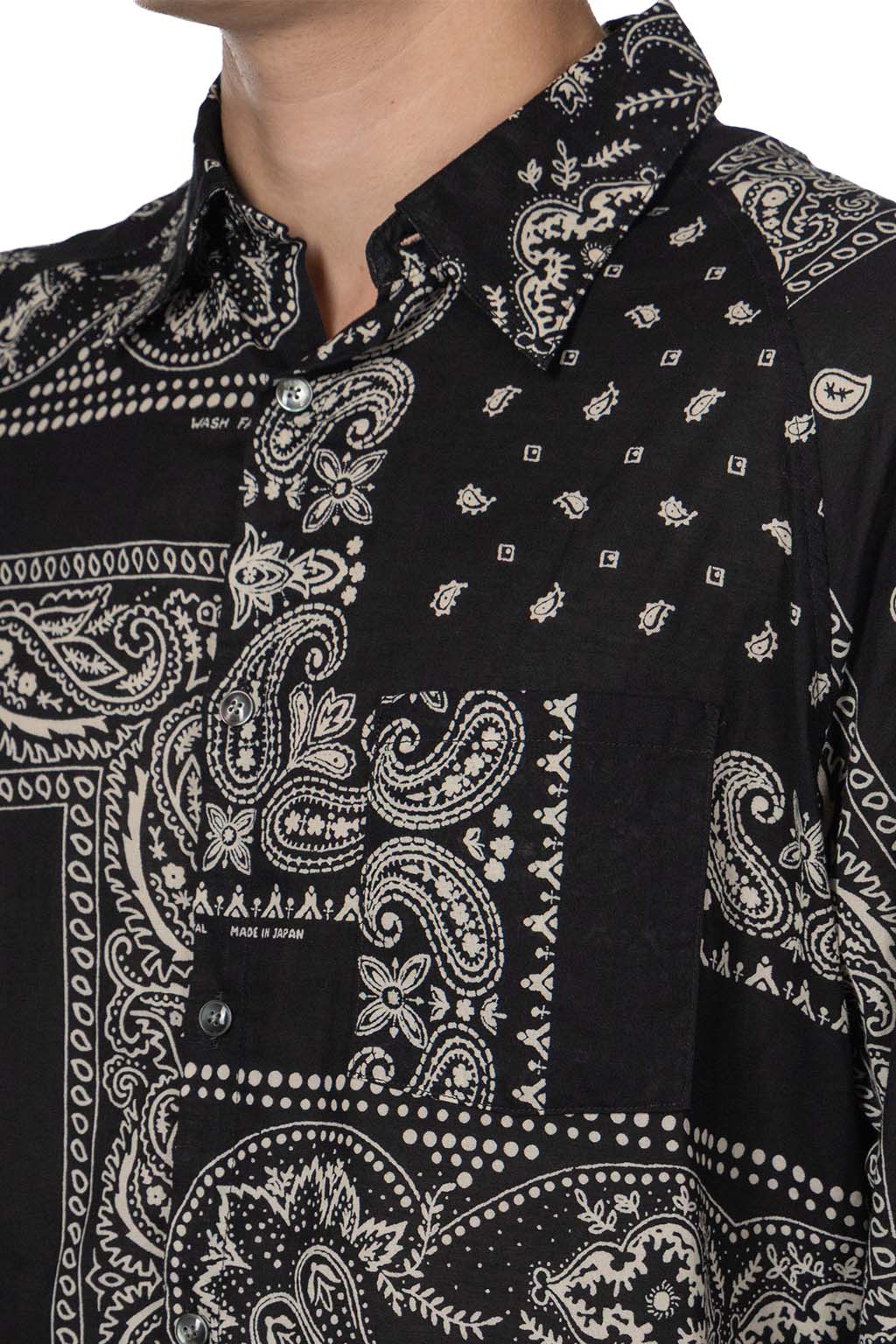 Kapital - Gauze RAT BRAND Bandana Patchwork Laglan Shirt - Black