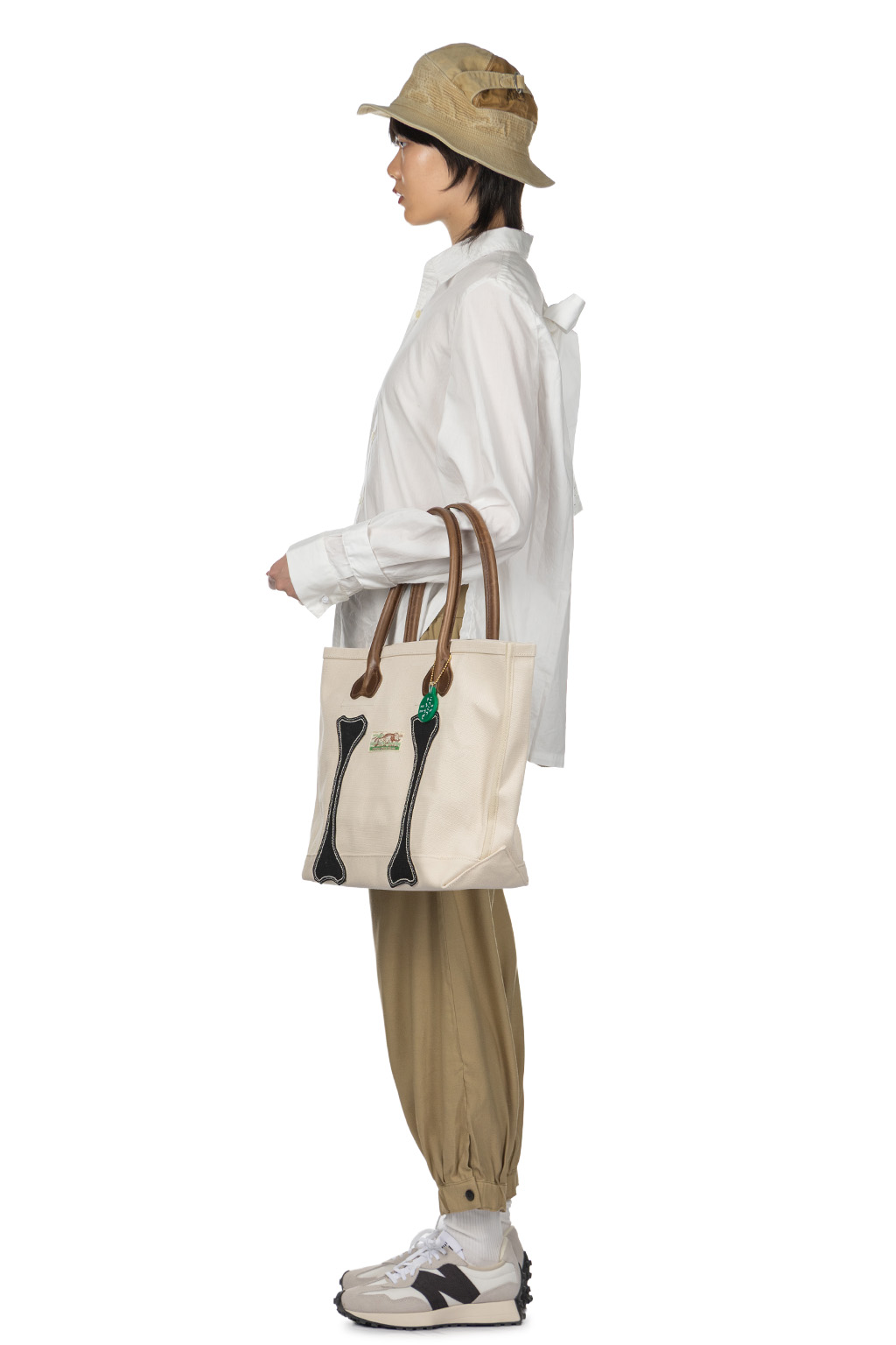 Kapital - No.4 Canvas KO.TSU.KO.TSU. Tote Bag   S - Ecru x Black