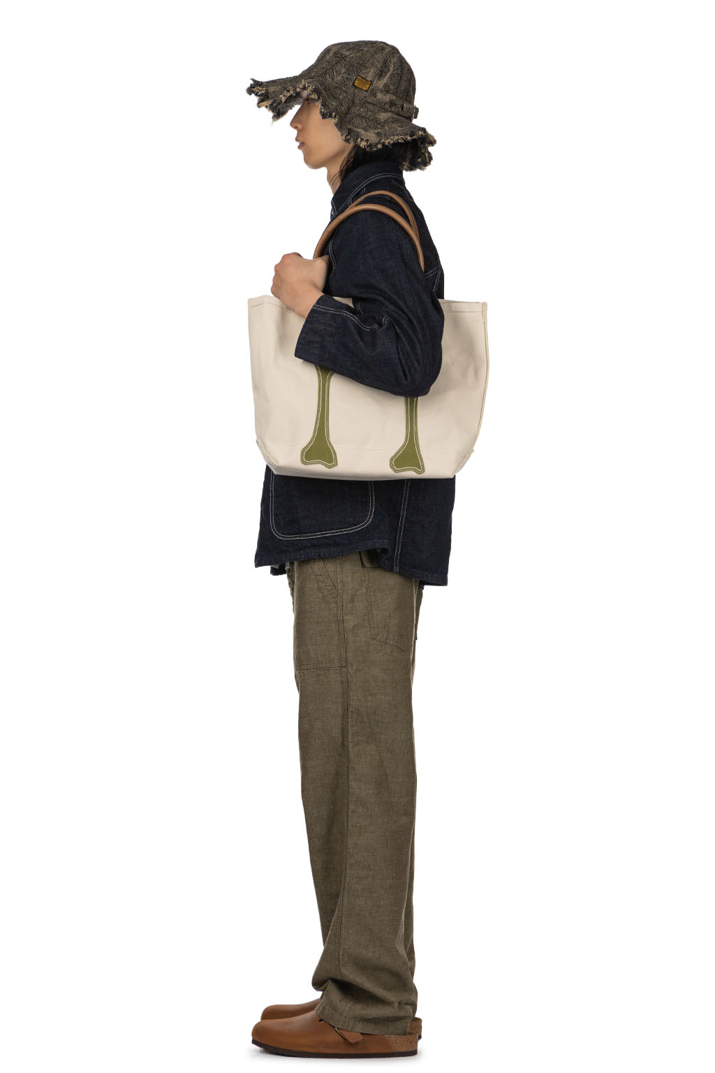 Kapital - No.4 Canvas KO.TSU.KO.TSU. Tote Bag   S - Ecru x Khaki	