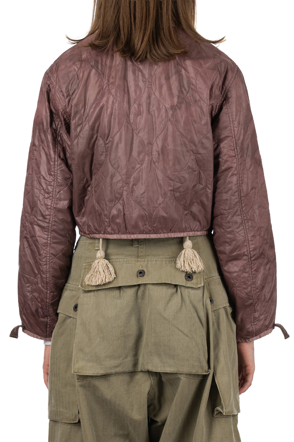 Kapital - Nylon Quilting Dip-Dye Lining Cropped Bolero - Enji