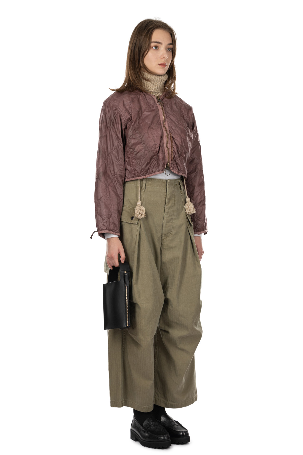 Kapital - Nylon Quilting Dip-Dye Lining Cropped Bolero - Enji