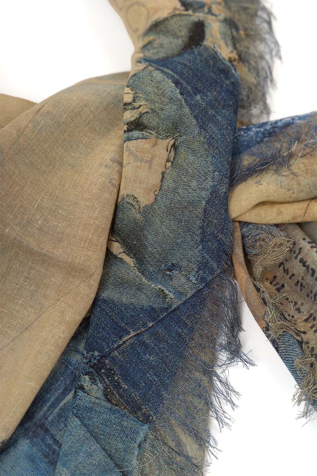 Kapital - Rayon Fringed Stole (KAYO FUESO Denim Map) - Blue