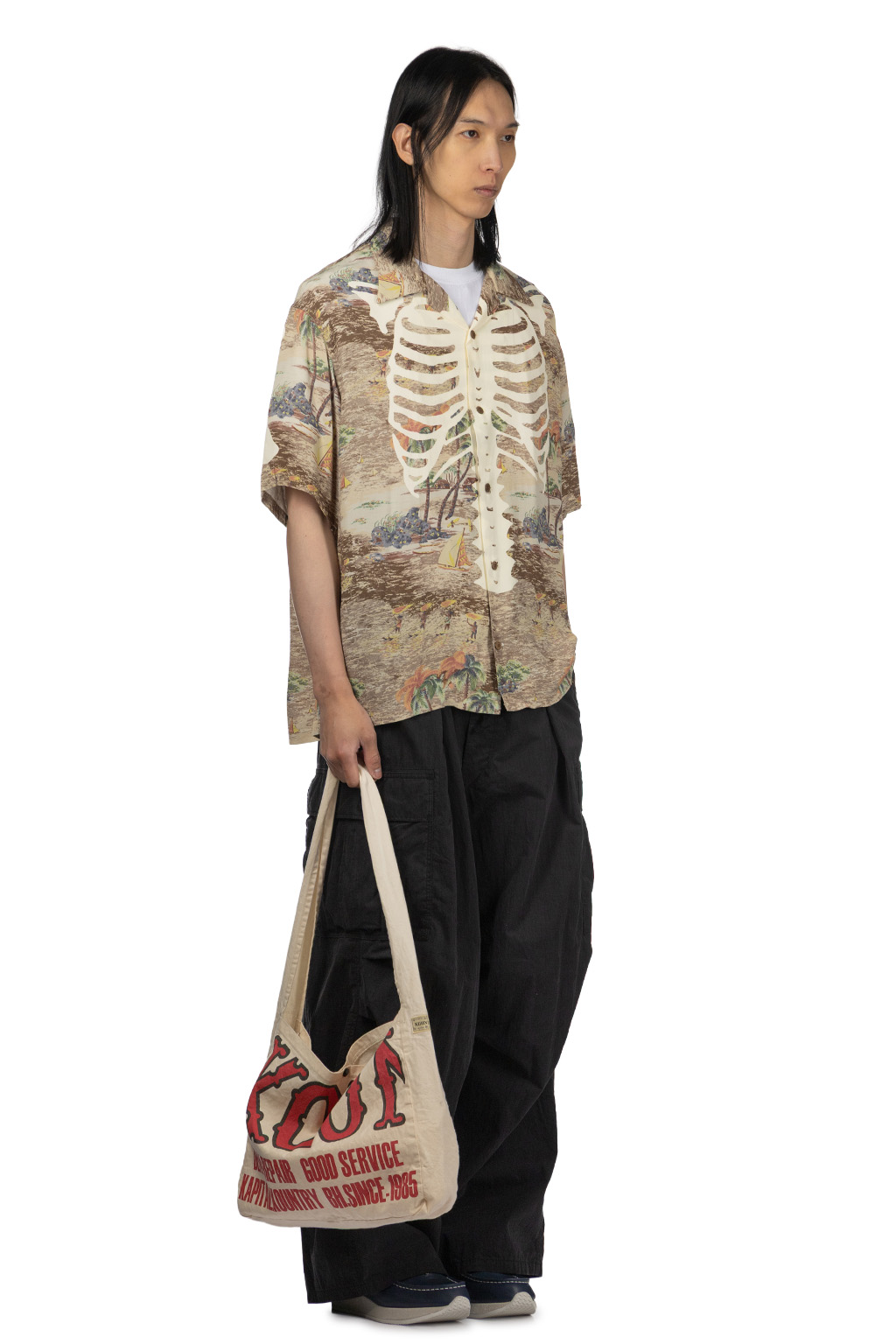 Kapital Rayon KAMEKAMEHA BONE Aloha Shirt - Brown
