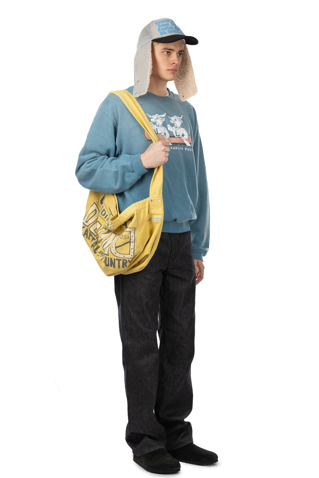 Kapital - SWT Knit Crew SWT("L" LONGHORN) - Turquoise