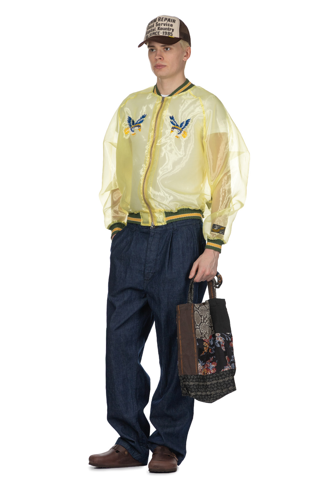 Kapital - Sheer Pearl Mosquito Guard Souvenir Jacket Jamaica - Yellow