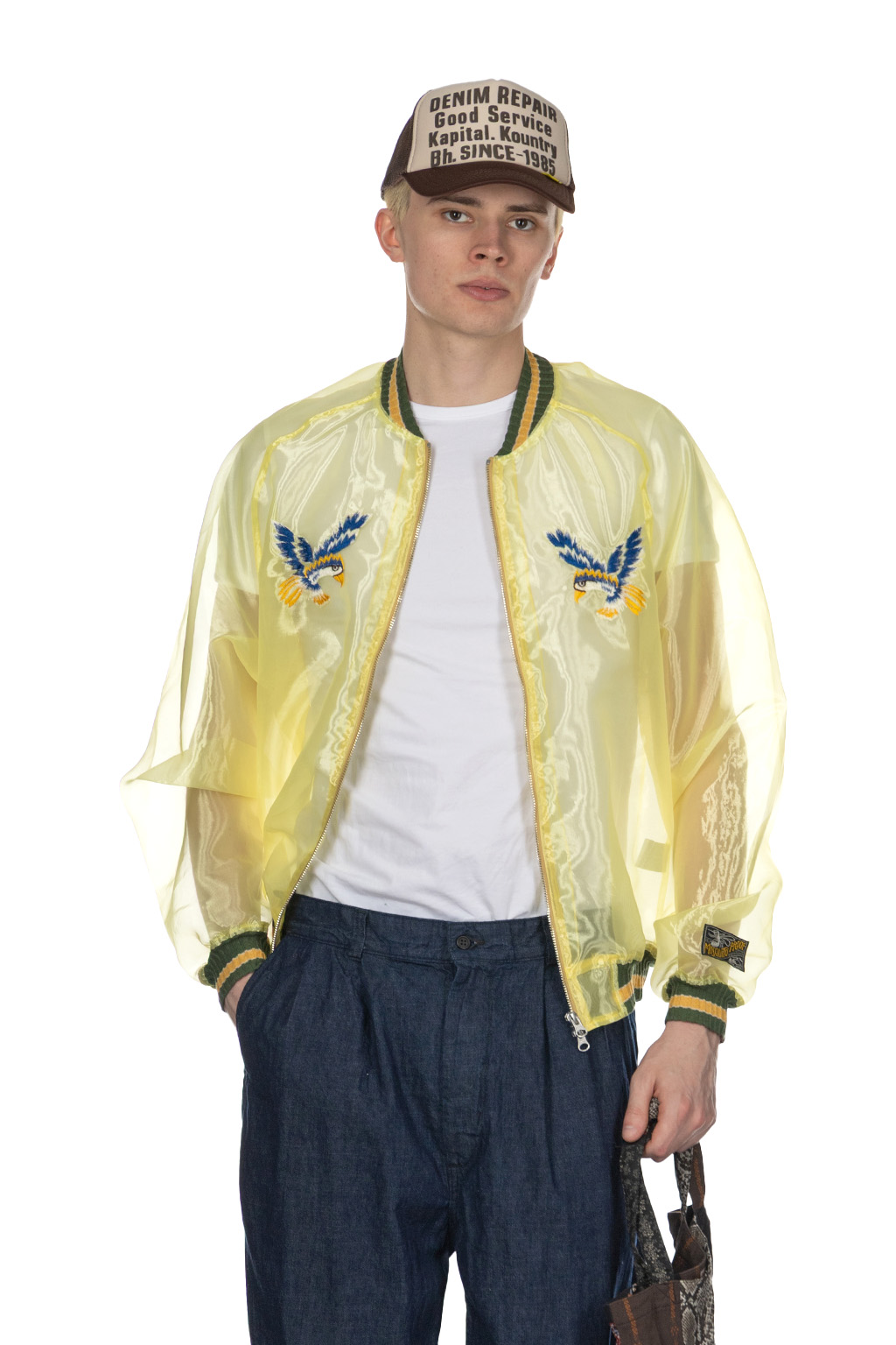 Kapital - Sheer Pearl Mosquito Guard Souvenir Jacket Jamaica - Yellow