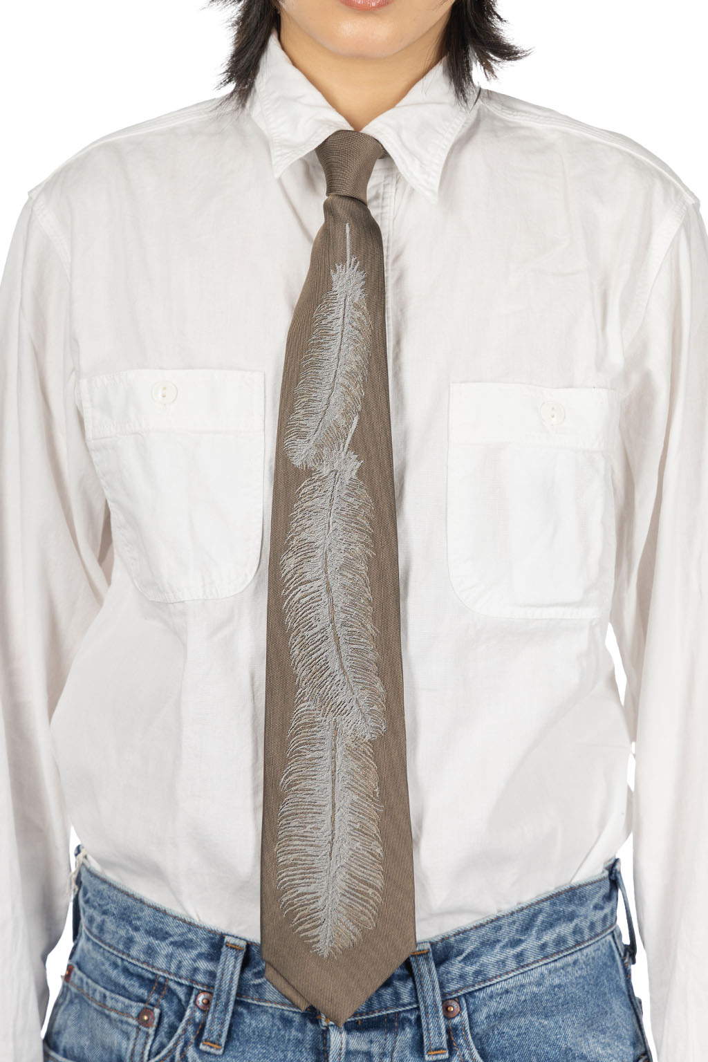 Kapital - Silk Twill Feather Tie - 2 Color Choices