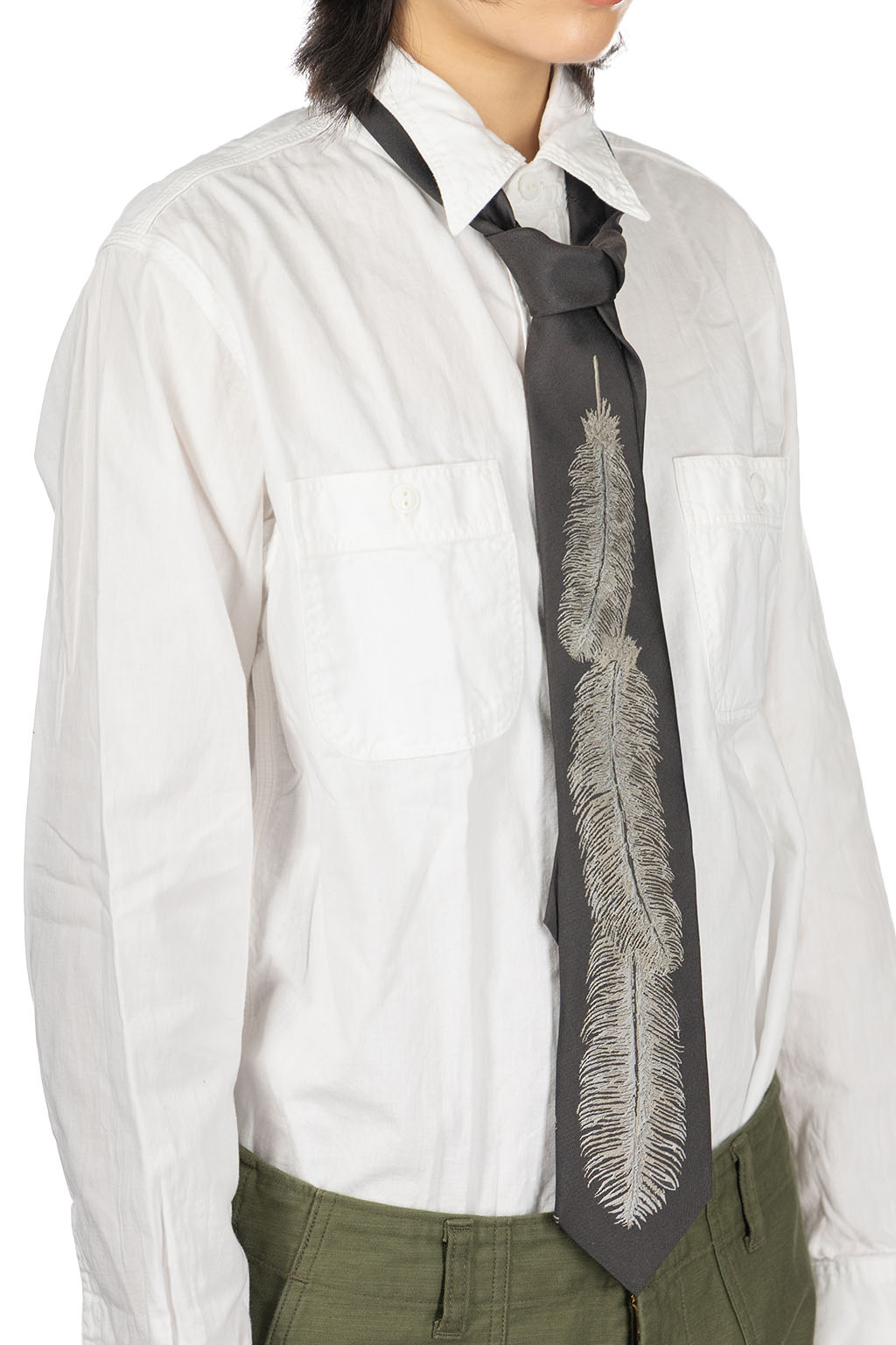 Kapital - Silk Twill Feather Tie - 2 Color Choices