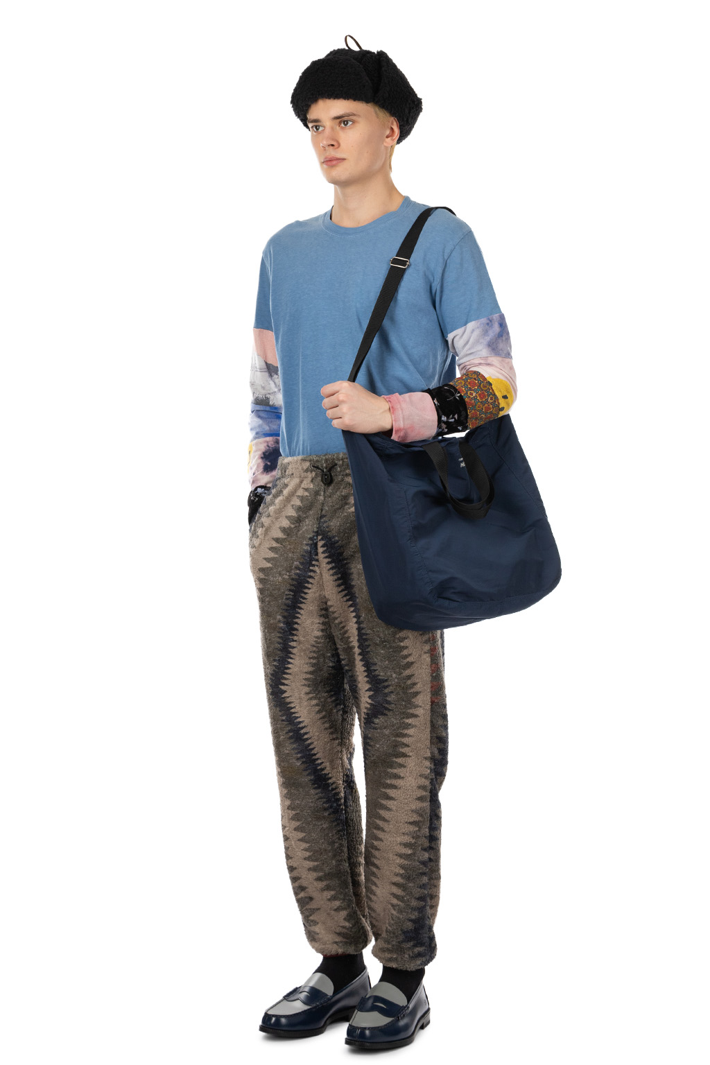 Kapital THUNDER MOTHER Fleece EASY Pants - Grey x Beige