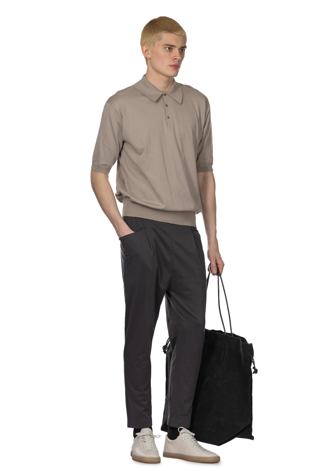 Kaptain Sunshine - Cotton Knit Poloshirt-Taupe