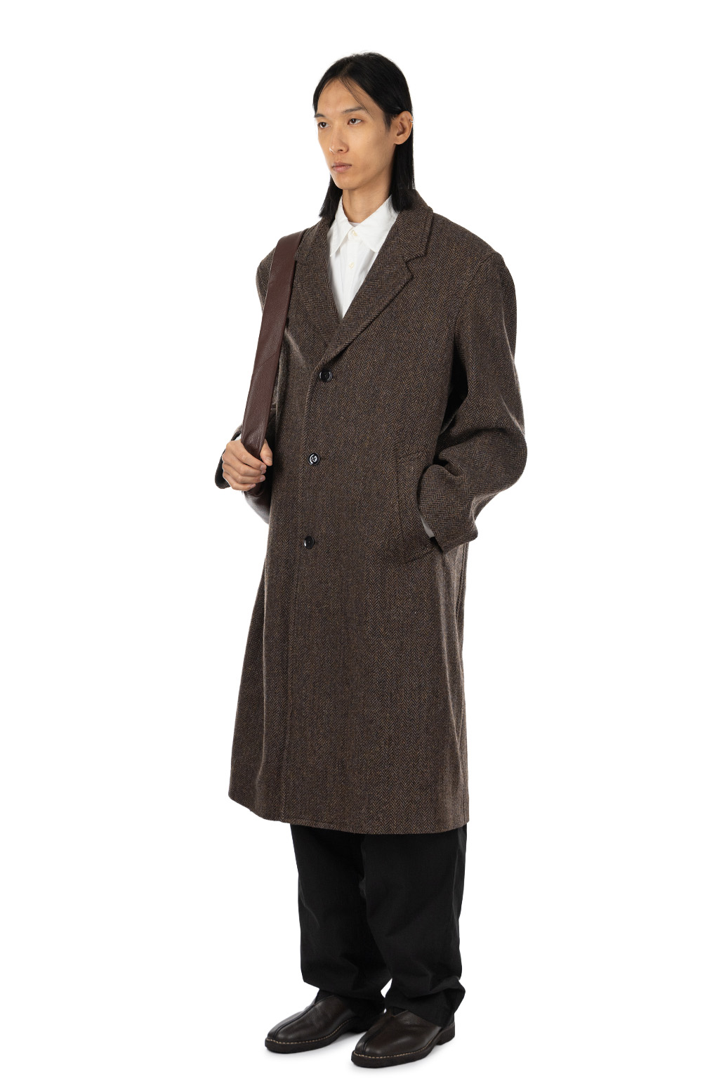 Lemaire - Chesterfield Coat - Black / Brown Melange