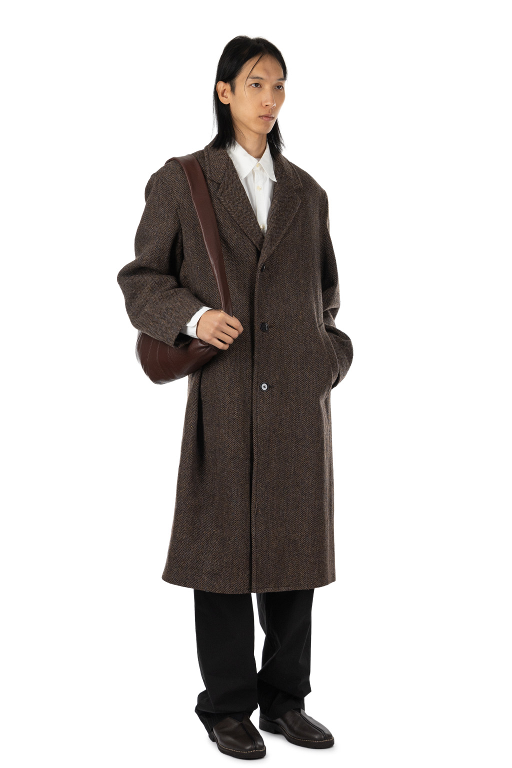 Lemaire - Chesterfield Coat - Black / Brown Melange