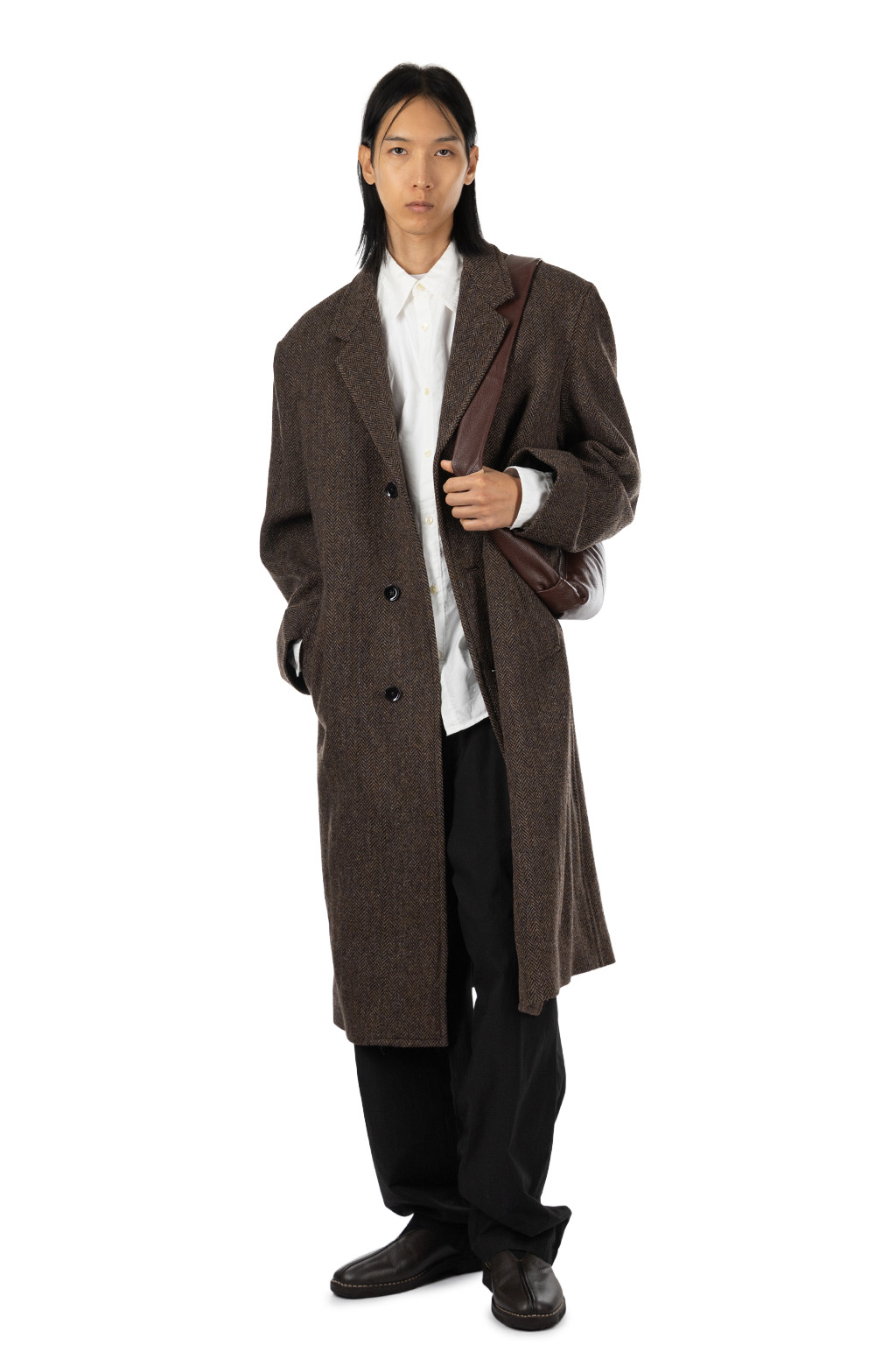 Lemaire - Chesterfield Coat - Black / Brown Melange