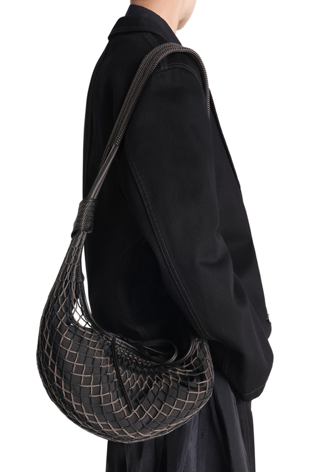 Lemaire - Croissant Filt Chevron Bag - Chevron Marron Glace