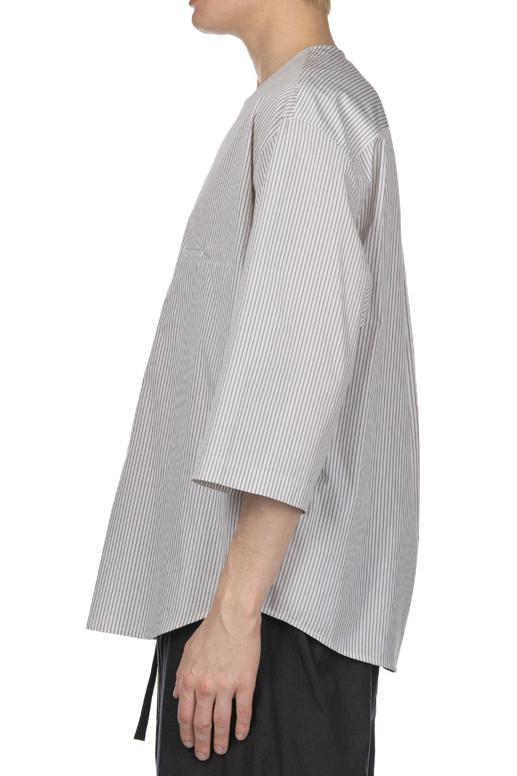 Lemaire - SS Henley Top - Creamy White x Taupe x Black