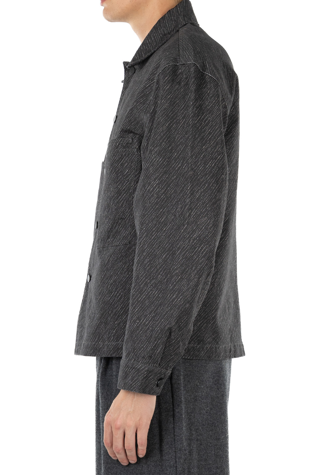 Lemaire - Workwear Overshirt - Diagonal Printed Cotton - Carbon Chalk