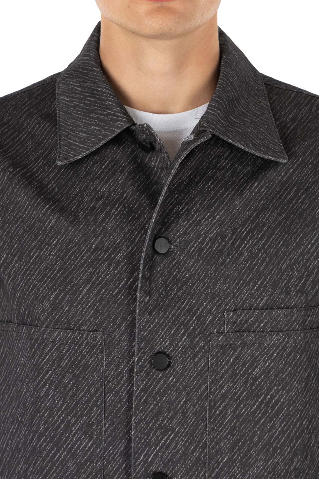 Lemaire - Workwear Overshirt - Diagonal Printed Cotton - Carbon Chalk
