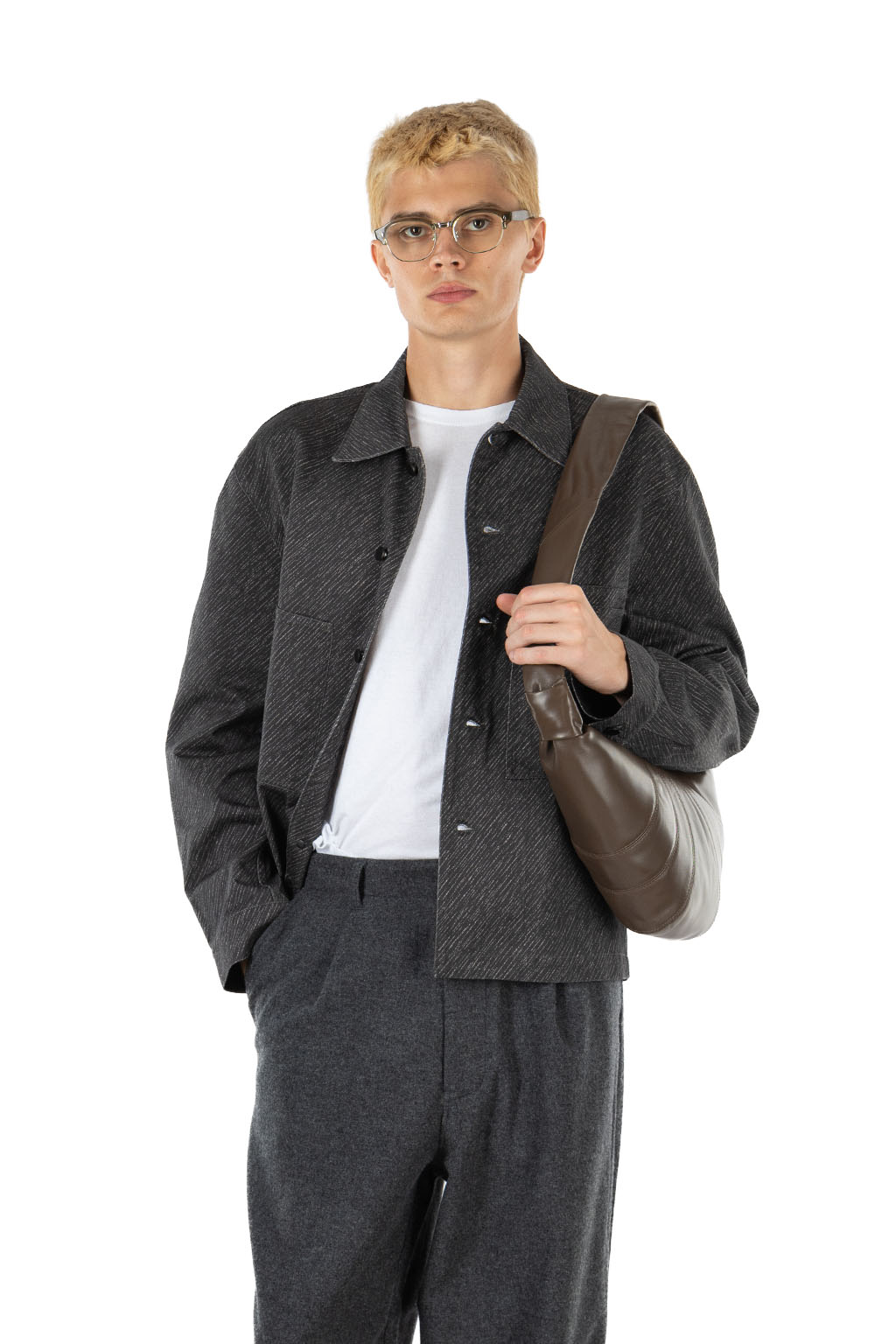 Lemaire - Workwear Overshirt - Diagonal Printed Cotton - Carbon Chalk