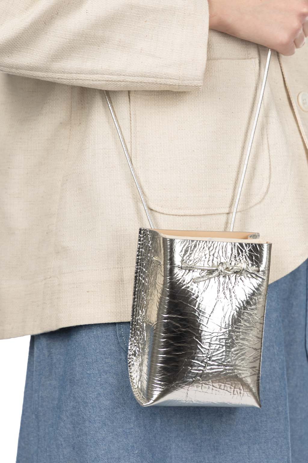 MARROW - Metallic String Pouch-Silver