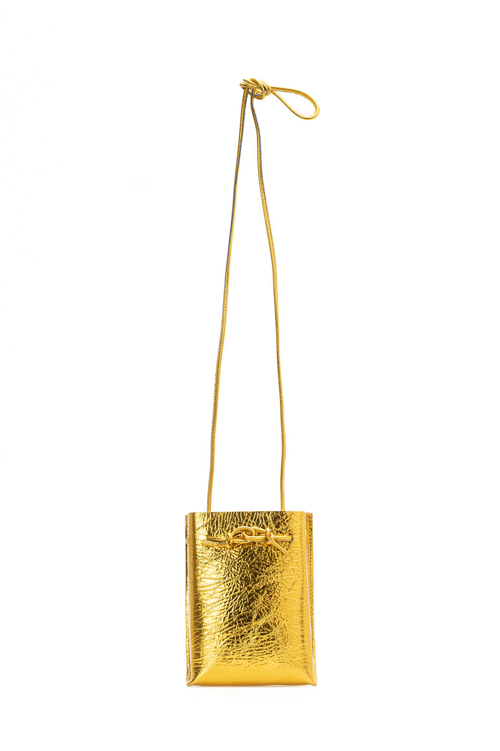 MARROW - Metallic String Pouch-Yellow Gold