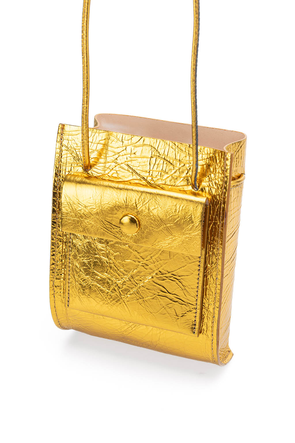 MARROW - Metallic String Pouch-Yellow Gold