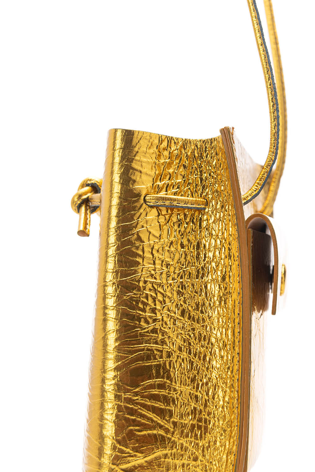 MARROW - Metallic String Pouch-Yellow Gold