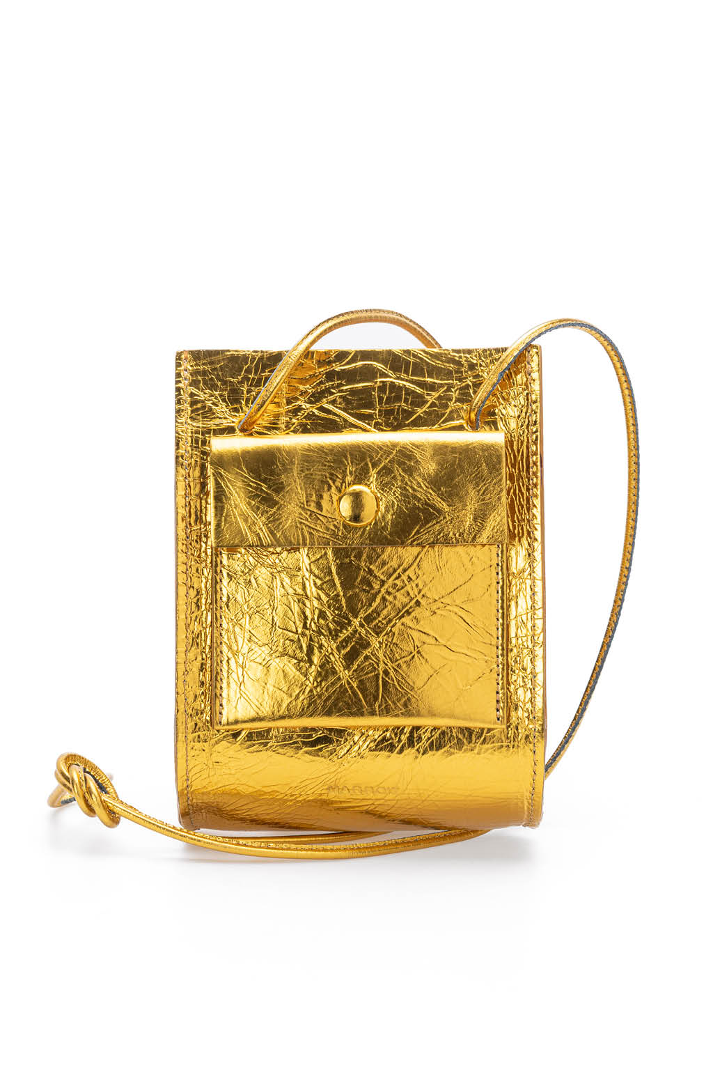 MARROW - Metallic String Pouch-Yellow Gold