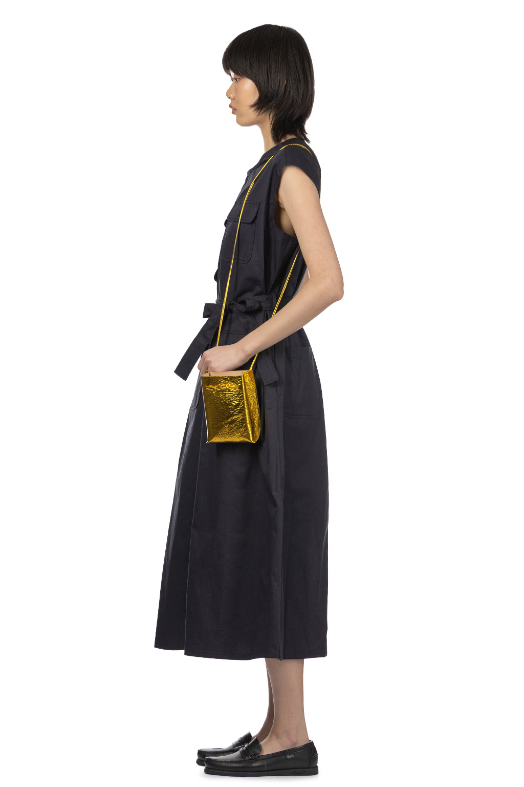 MARROW - Metallic String Pouch-Yellow Gold