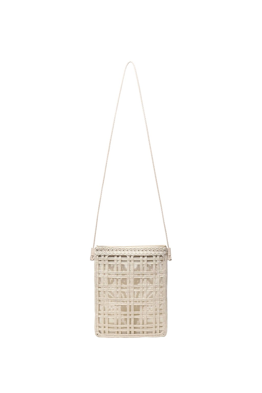 Mame Kurogouchi - Cording Embroidery Pouch With Leather Strap - Beige