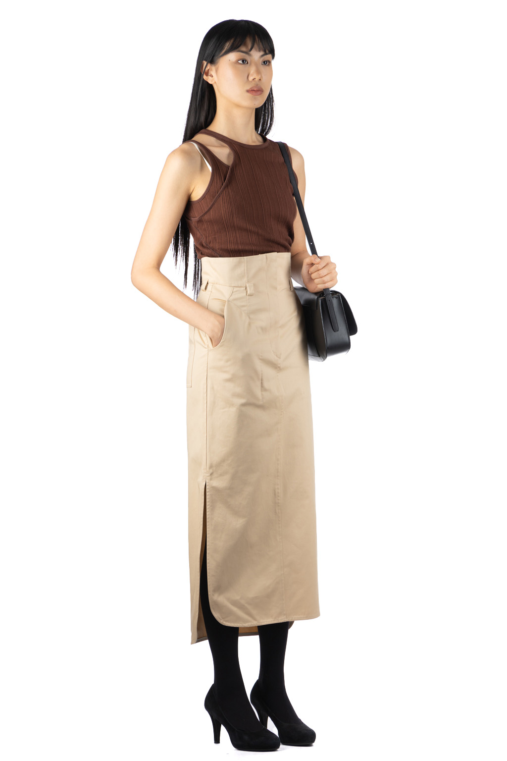 Mame Kurogouchi - Cotton Chino Side Slit Skirt - Beige