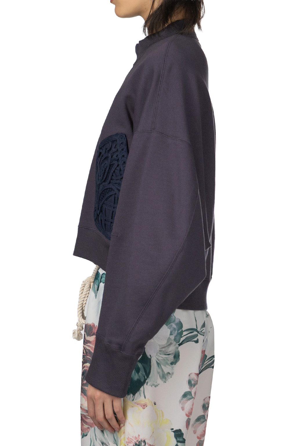 Mame Kurogouchi - Lace Front Pocket Sweater - Navy