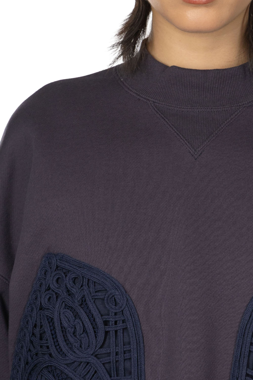 Mame Kurogouchi - Lace Front Pocket Sweater - Navy