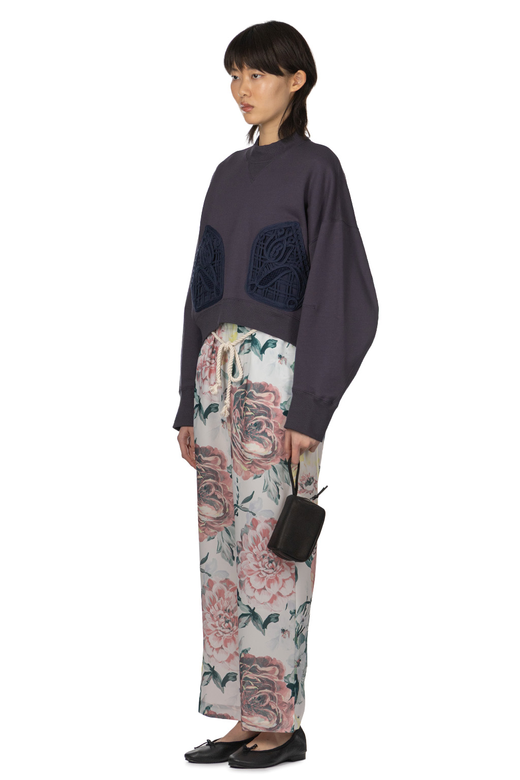 Mame Kurogouchi - Lace Front Pocket Sweater - Navy