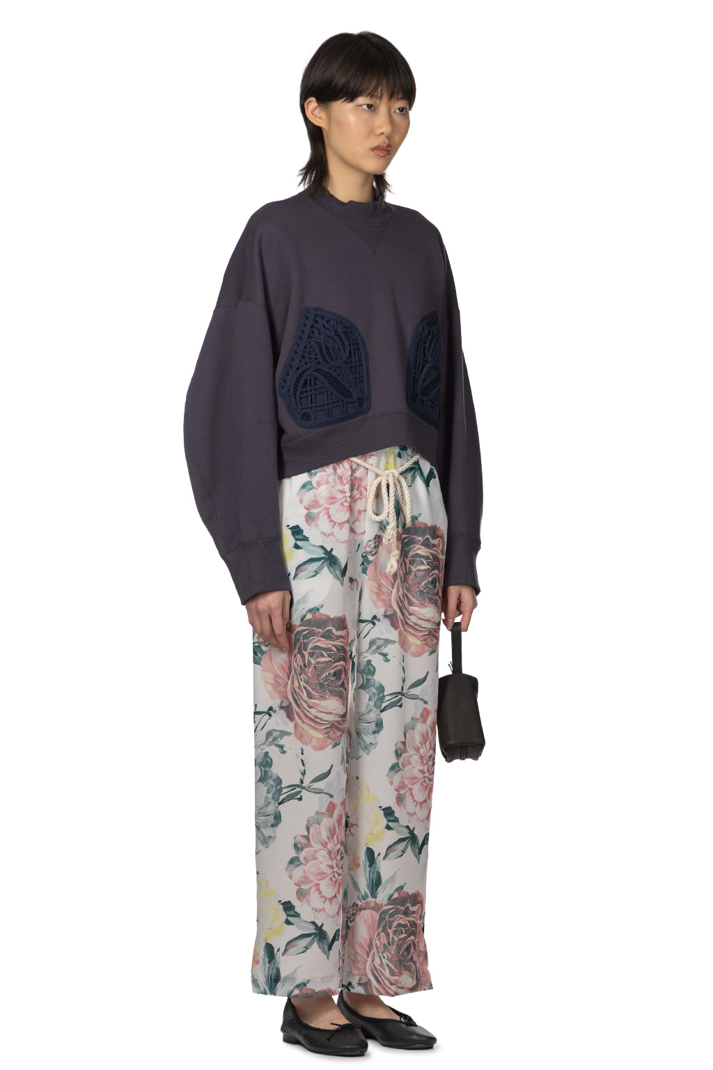 Mame Kurogouchi - Lace Front Pocket Sweater - Navy
