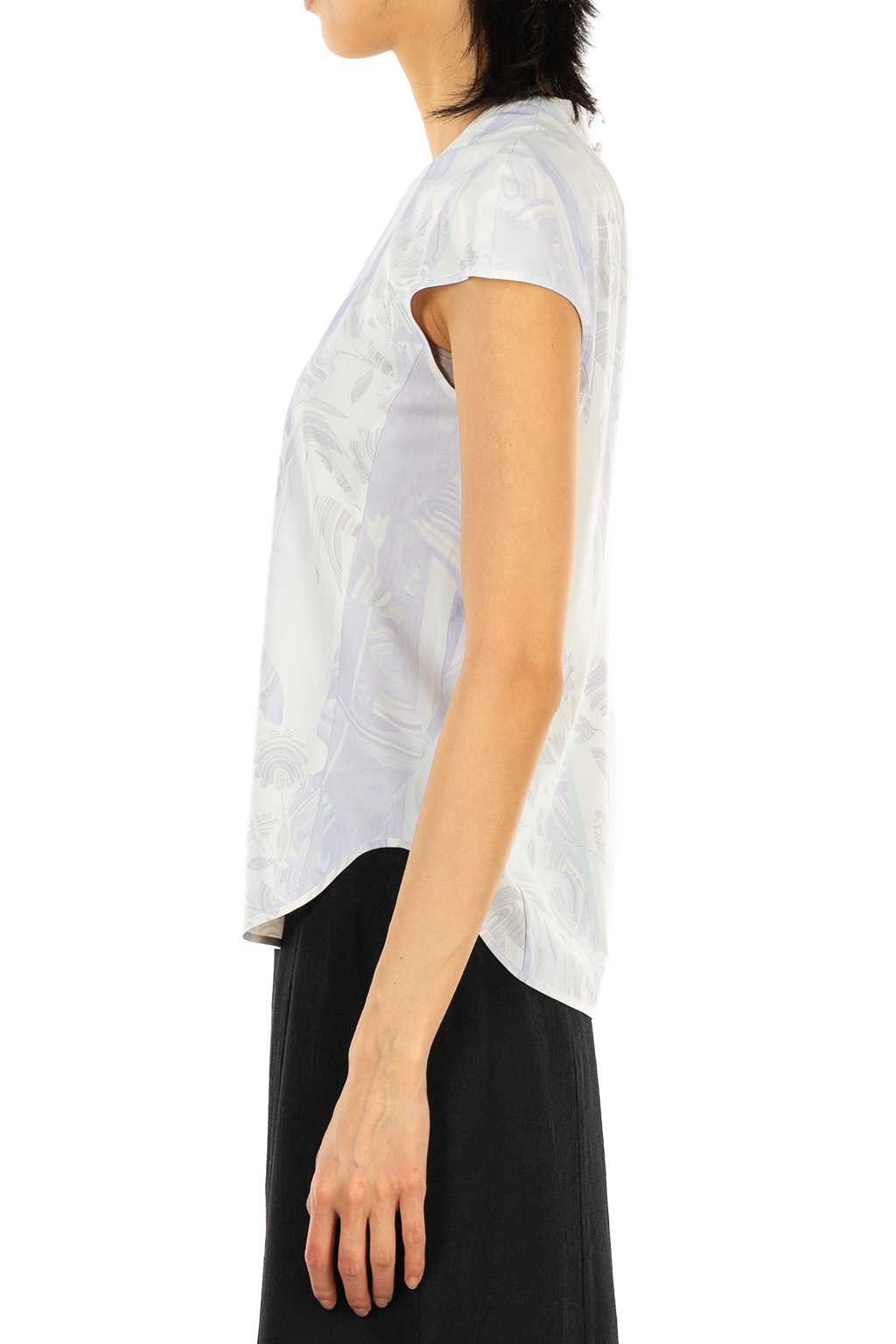 Mame Kurogouchi - Marble Print Jersey Short Sleeve Top - Purple