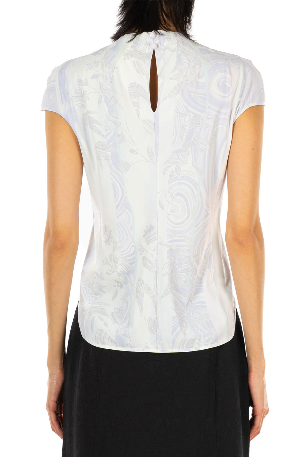 Mame Kurogouchi - Marble Print Jersey Short Sleeve Top - Purple