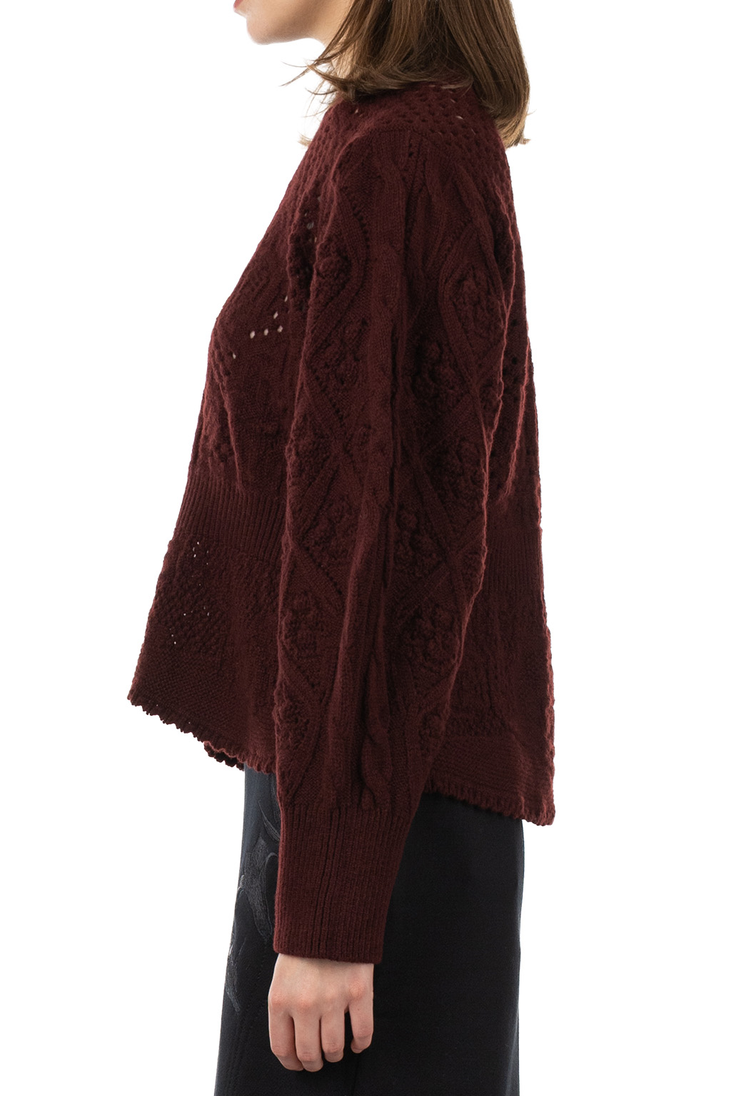 Mame Kurogouchi - Multi Pattern Low Gauge Knitted Top - Bordeaux