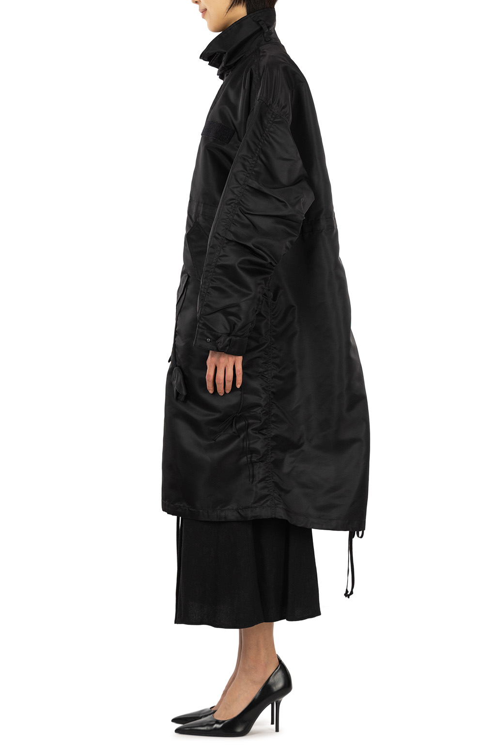 Mame Kurogouchi - Nylon Twill 3D Embroidery Mods Coat - Black