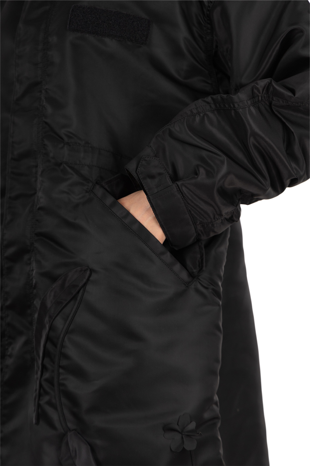 Mame Kurogouchi - Nylon Twill 3D Embroidery Mods Coat - Black