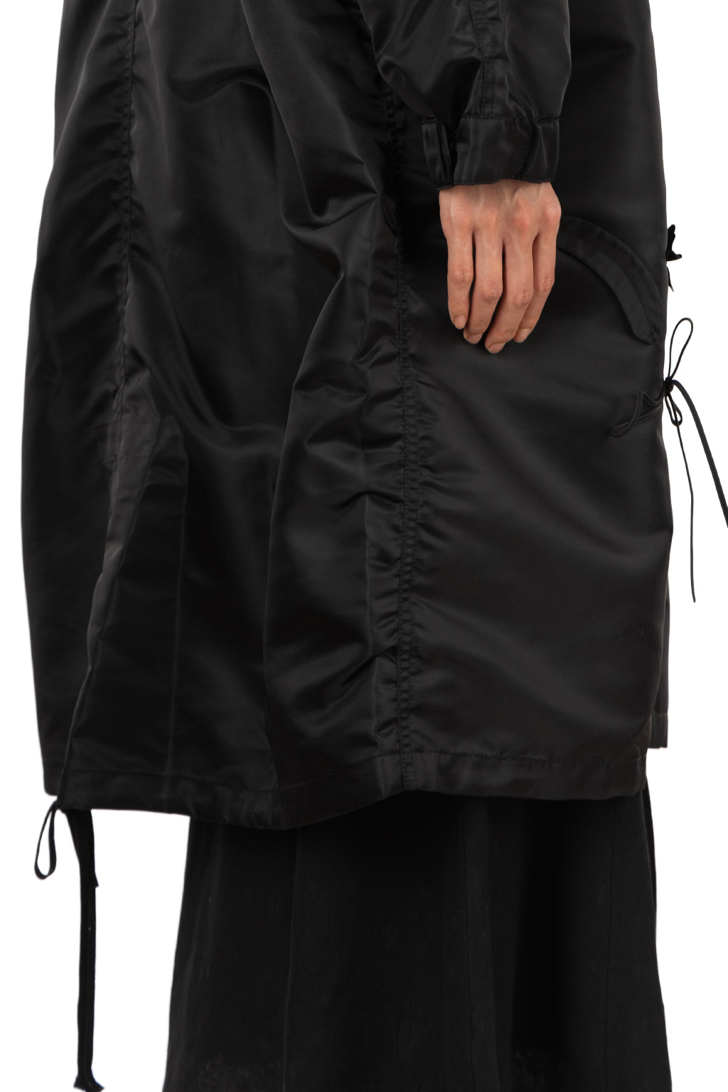 Mame Kurogouchi - Nylon Twill 3D Embroidery Mods Coat - Black