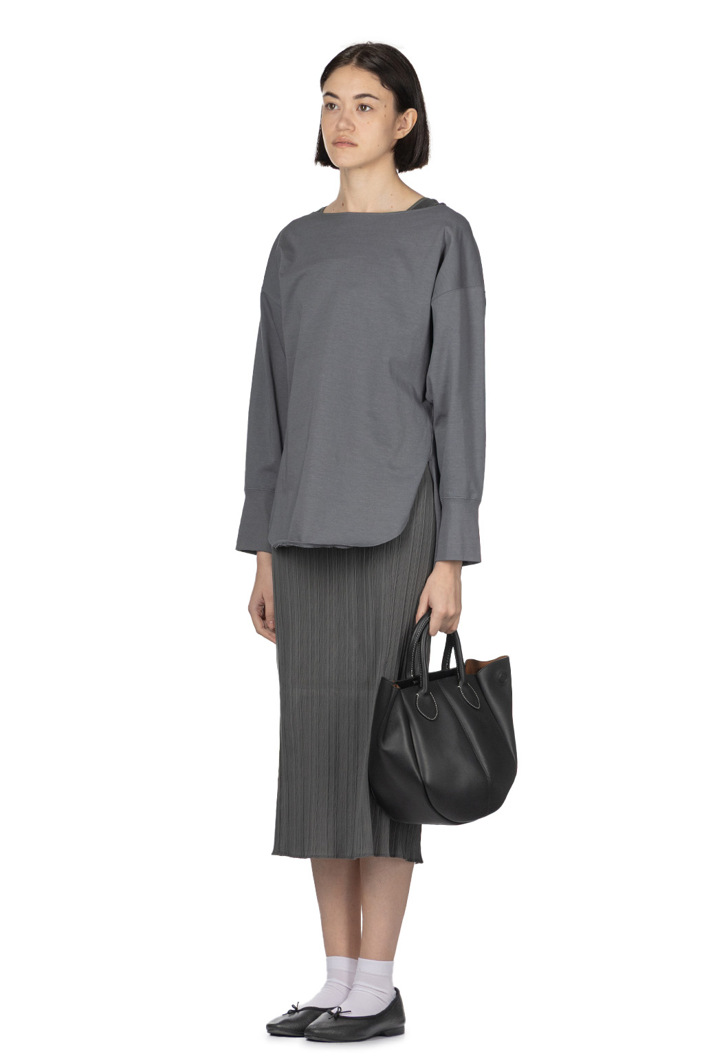 Mame Kurogouchi - Boat Neck Top - Grey