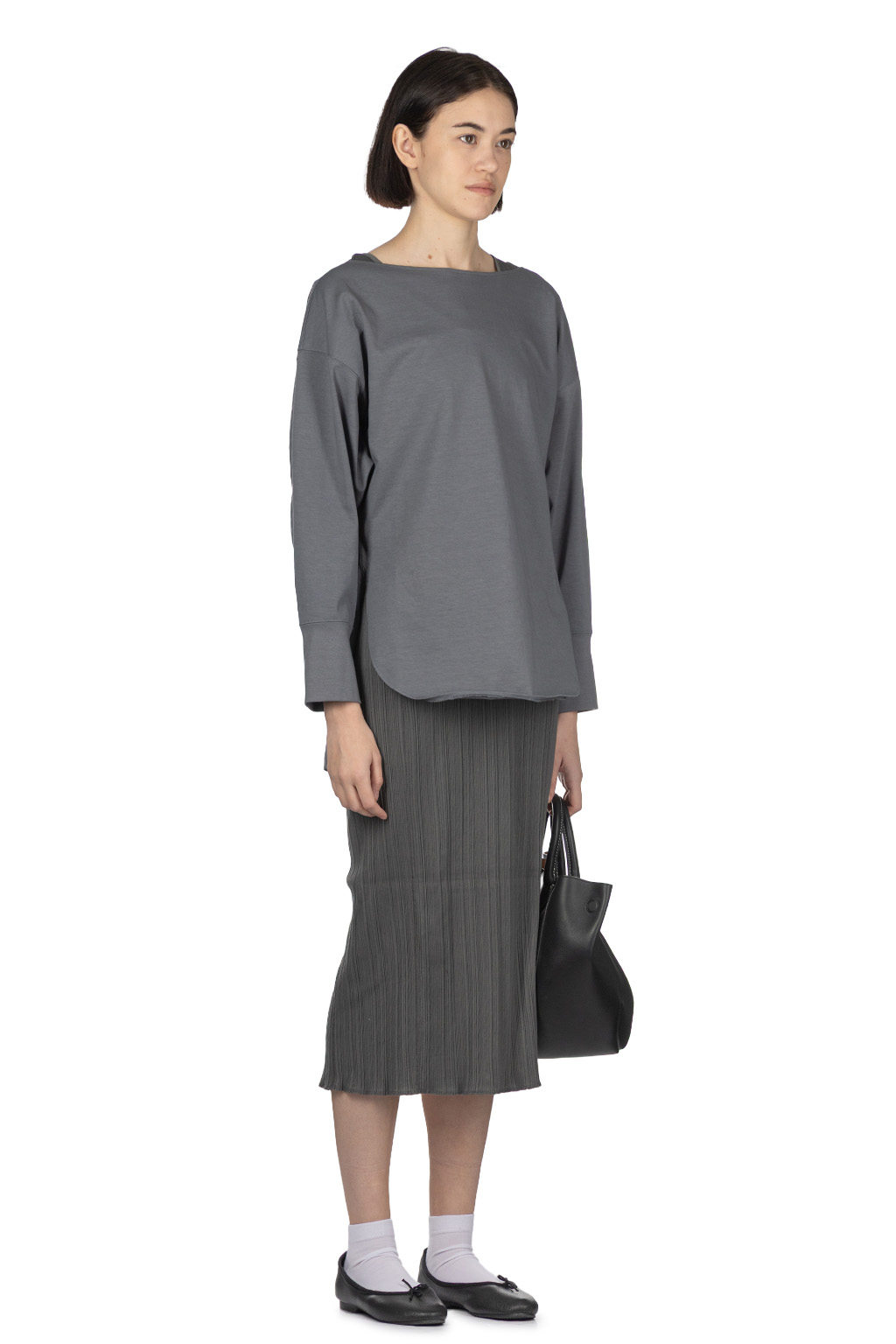 Mame Kurogouchi - Boat Neck Top - Grey