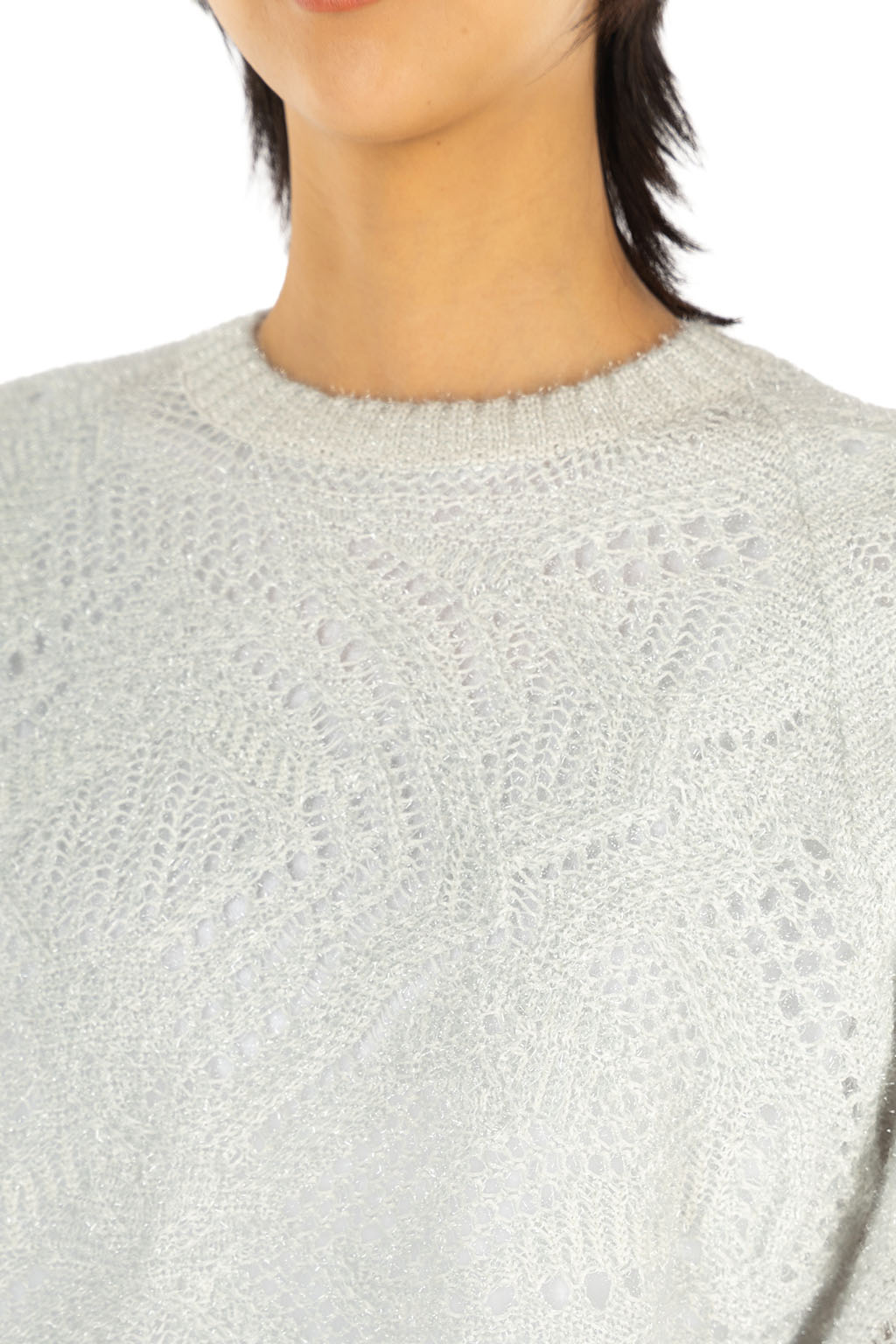 Mame Kurogouchi - Shimmering Knit Top - Light Blue