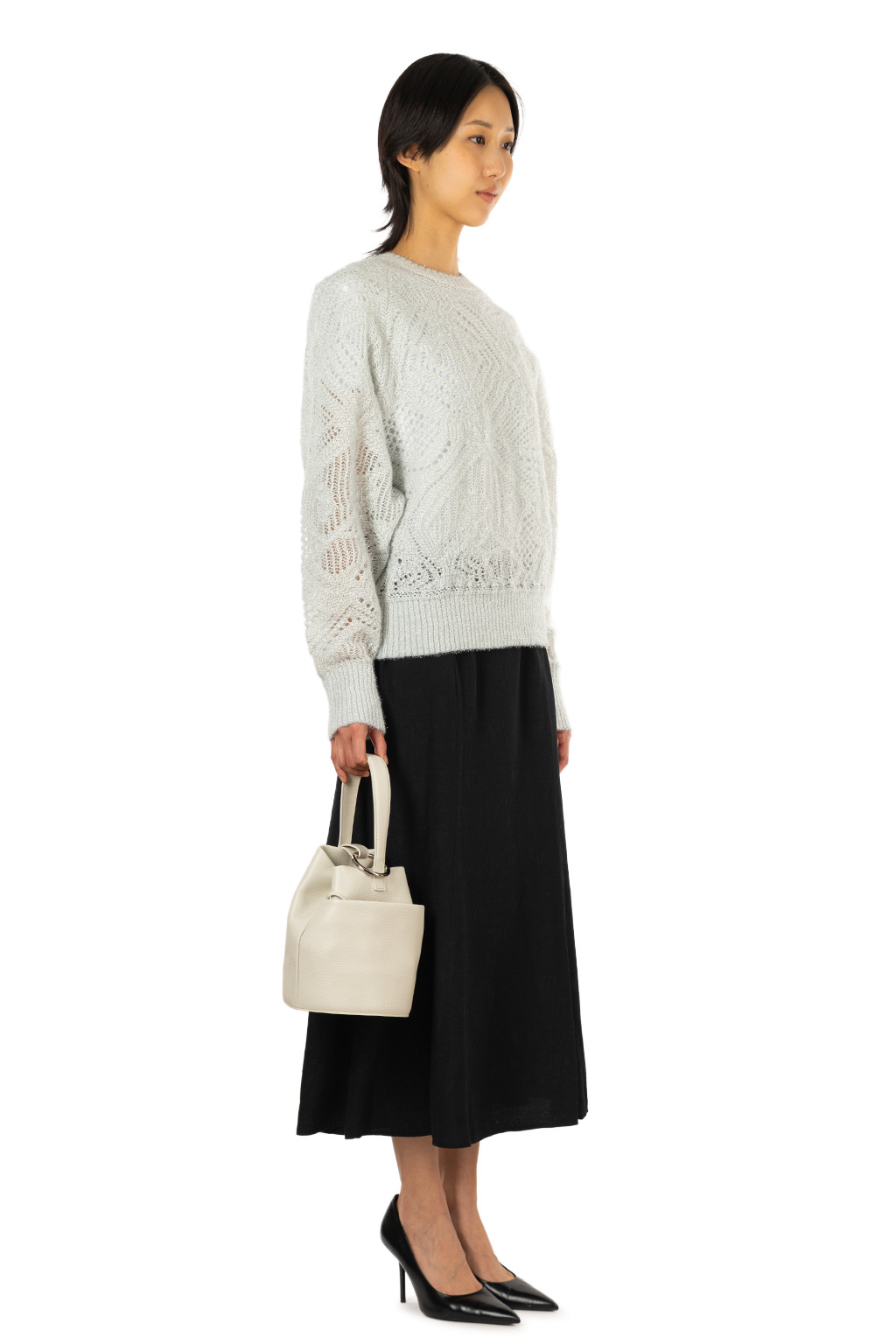 Mame Kurogouchi - Shimmering Knit Top - Light Blue