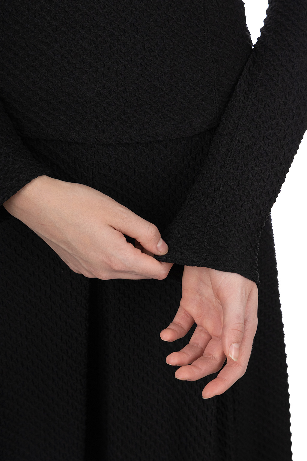 Mame Kurogouchi - Shirring Jersey Jacquard Long Sleeve Top - Black